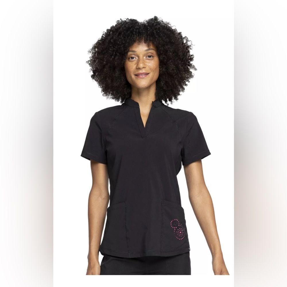 Mickey Mouse Cherokee Scrubs Infinity Disney Mock Neck Top Small